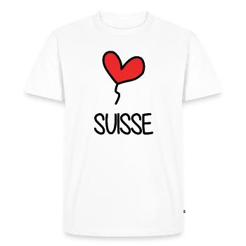 SUISSE. PAYS. GENEVE. HUMOUR. DRAPEAU - T-shirt Premium bio Homme - blanc - Devant - Nico (187cm)