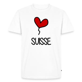 SUISSE. HUMOUR. PAYS. DRAPEAU. GENEVE. LAUSANNE - T-shirt Premium bio Homme - blanc - Devant - Nico (187cm)