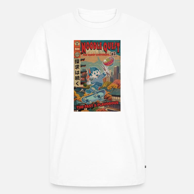 Retro Noodle Quest Comic - Männer Premium Bio T-Shirt - Weiß