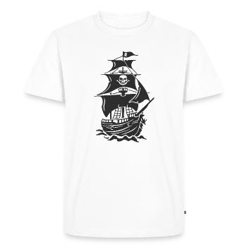 Silhouette de bateau pirate hanté - T-shirt Premium bio Homme - blanc - Devant - Nico (187cm)