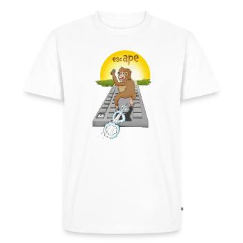 Humorous monkey design with keyboard - Men's Premium Organic T-Shirt - white - Front - Nico (187cm)