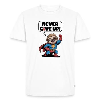 Never give up sloth - Men's Premium Organic T-Shirt - white - Front - Nico (187cm)