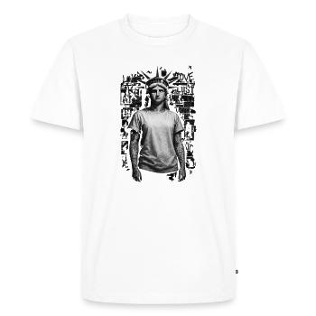  Statue of Liberty in the Urban Graffiti landscape - Men's Premium Organic T-Shirt - white - Front - Nico (187cm)