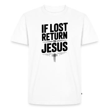 Si perdu, retournez à Jésus - T-shirt Premium bio Homme - blanc - Devant - Nico (187cm)