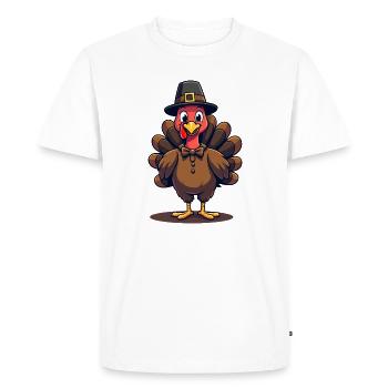 Thanksgiving Drôle Dinde de Thanksgiving - T-shirt Premium bio Homme - blanc - Devant - Nico (187cm)