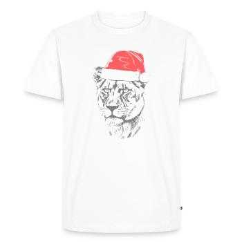 Chapeau de Noël Lionne - T-shirt Premium bio Homme - blanc - Devant - Nico (187cm)