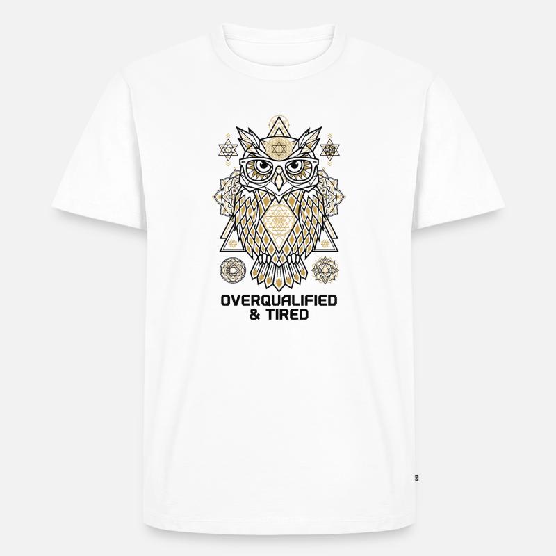 Overqualified Eule Mandala - Männer Premium Bio T-Shirt - Weiß