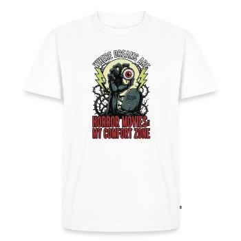 Rêves d’horreur : ma zone de confort - T-shirt Premium bio Homme - blanc - Devant - Nico (187cm)