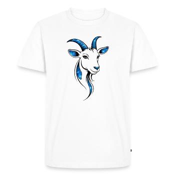 Bleu linéaire de chèvre – motif animal moderne - T-shirt Premium bio Homme - blanc - Devant - Nico (187cm)
