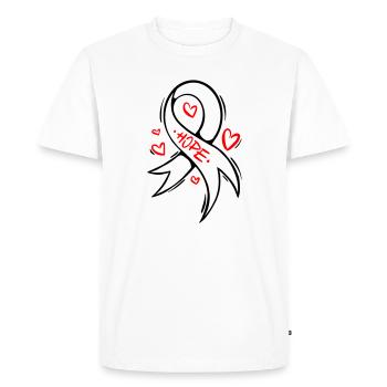 Boucle du cancer du cœur Hope - T-shirt Premium bio Homme - blanc - Devant - Nico (187cm)
