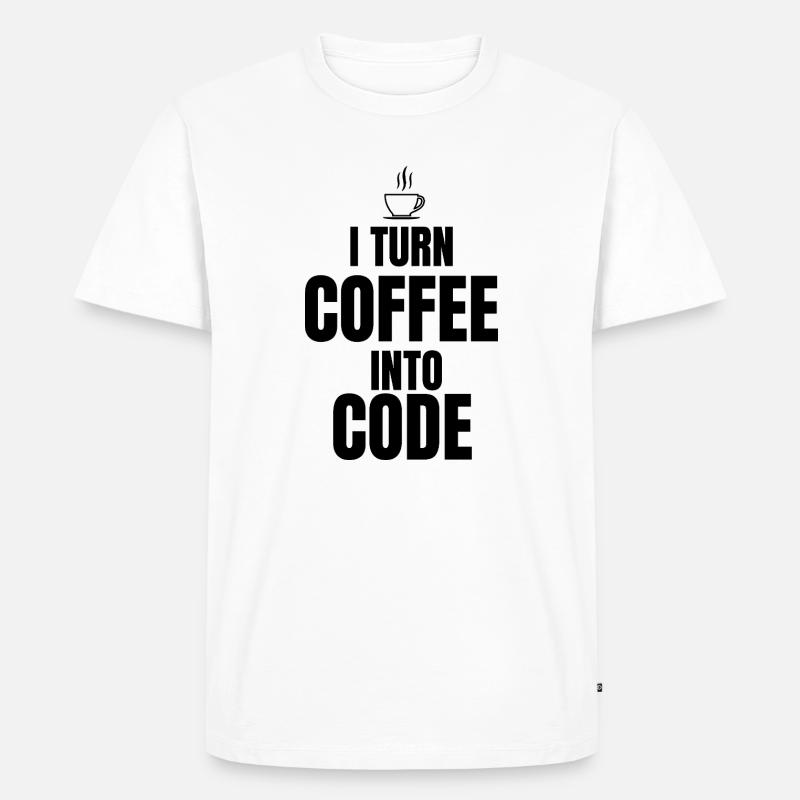 Ich verwandle Kaffee in Code - Männer Premium Bio T-Shirt - Weiß