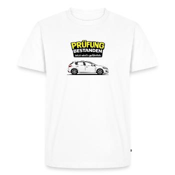 Examen réussi - Maintenant ça devient dangereux - T-shirt Premium bio Homme - blanc - Devant - Nico (187cm)