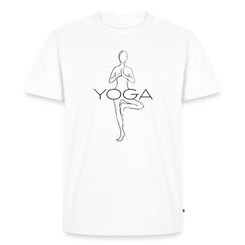 Posture de yoga - Conception de lignes de salutation au soleil - T-shirt Premium bio Homme - blanc - Devant - Nico (187cm)