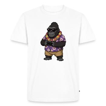 Gorilla Photographer Hawaiian Look - Men's Premium Organic T-Shirt - white - Front - Nico (187cm)