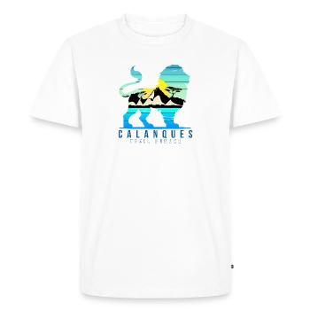 Lion des calanques, Trail runner, sport, aventure - T-shirt Premium bio Homme - blanc - Devant - Nico (187cm)