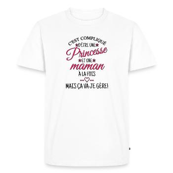 Princesse et maman c'est compliqué. Fête des mères - T-shirt Premium bio Homme - blanc - Devant - Nico (187cm)
