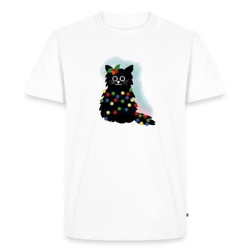 Chat de Noël - T-shirt Premium bio Homme - blanc - Devant - Nico (187cm)