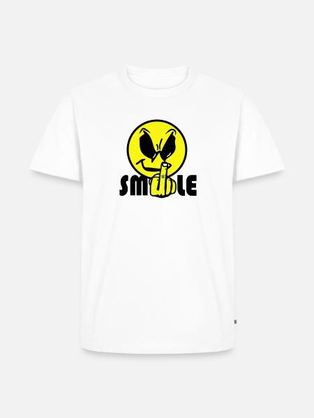 Smile Text Logo - Men's Premium Organic T-Shirt - white