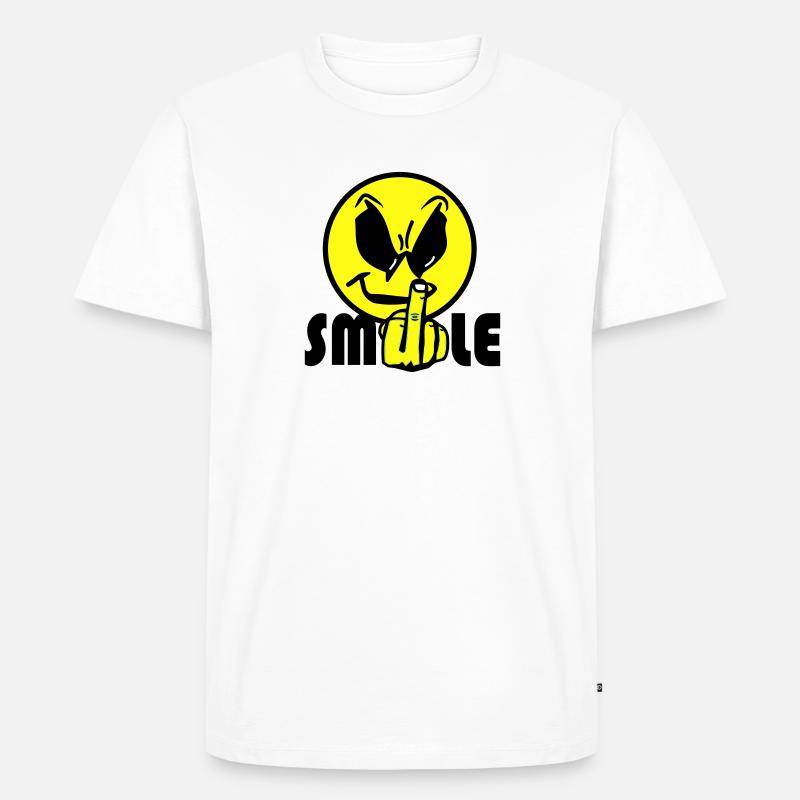Smile Text Logo - Männer Premium Bio T-Shirt - Weiß