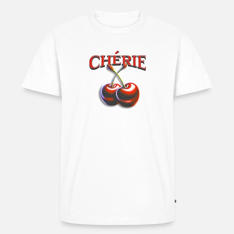 Kirsche Schatz Cherie - Männer Premium Bio T-Shirt - Weiß