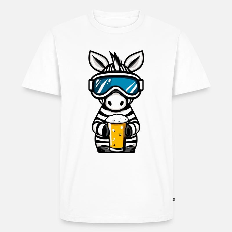 Zebra Ski Bier - Männer Premium Bio T-Shirt - Weiß