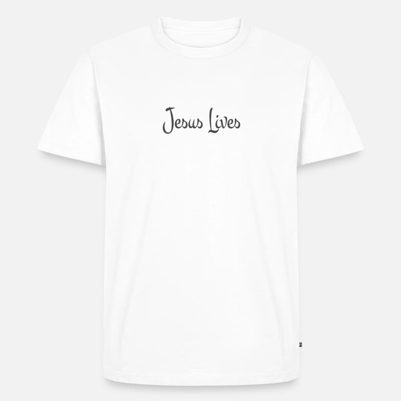 Conception chrétienne Jésus vit - T-shirt Premium bio Homme - blanc