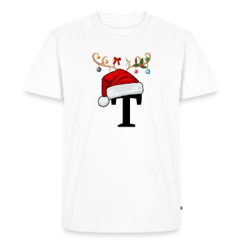 Lettre T bonnet de Noël - T-shirt Premium bio Homme - blanc - Devant - Nico (187cm)