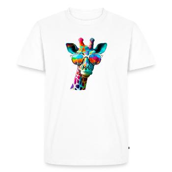 Fun Color Giraffe with Sunglasses - Men's Premium Organic T-Shirt - white - Front - Nico (187cm)