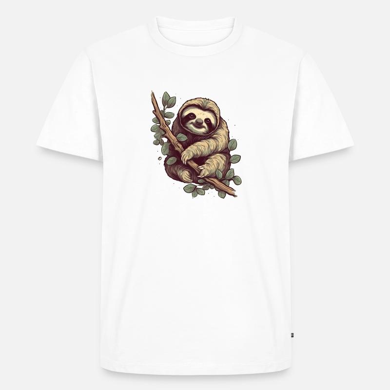 Faultier - Männer Premium Bio T-Shirt - Weiß