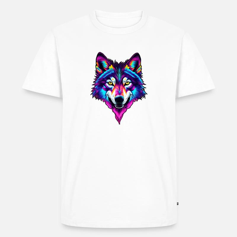 Wolf 02 - Männer Premium Bio T-Shirt - Weiß