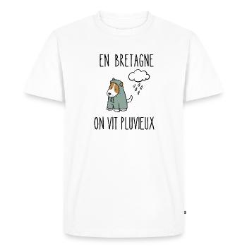 en bretagne on vit pluvieux - T-shirt Premium bio Homme - blanc - Devant - Nico (187cm)