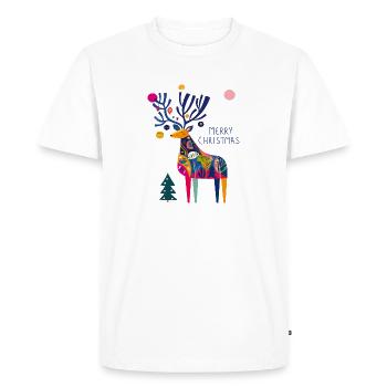 Hirsch mit Weihnachtskugeln - Männer Premium Bio T-Shirt - Weiß - Vorne - Nico (187cm)