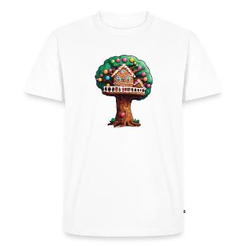 Cabane dans les arbres / Cime des arbres / Cabane dans les arbres / Aventure - T-shirt Premium bio Homme - blanc - Devant - Nico (187cm)
