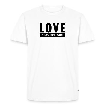 love is my religion - Men's Premium Organic T-Shirt - white - Front - Nico (187cm)