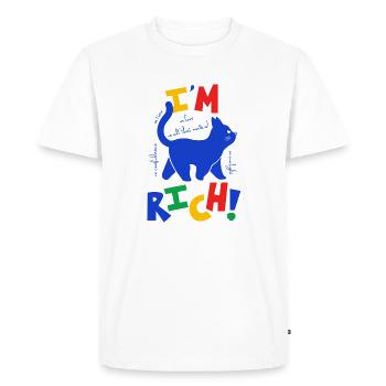 Chat riche - T-shirt Premium bio Homme - blanc - Devant - Nico (187cm)