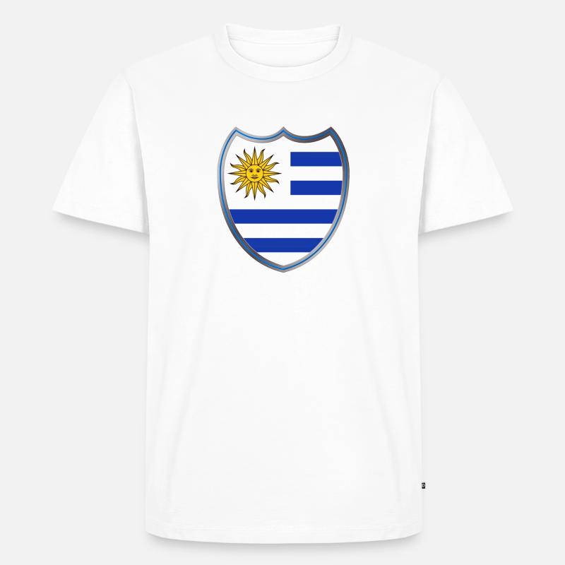 Uruguay (Wappen) - Männer Premium Bio T-Shirt - Weiß
