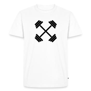 Dumbbell crossed GYM crossed 1c - Men's Premium Organic T-Shirt - white - Front - Nico (187cm)