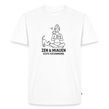 Maman chat zen et miaou - T-shirt Premium bio Homme - blanc - Devant - Nico (187cm)