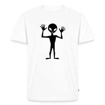 Silhouette extraterrestre drôle – Alien de dessin animé - T-shirt Premium bio Homme - blanc - Devant - Nico (187cm)