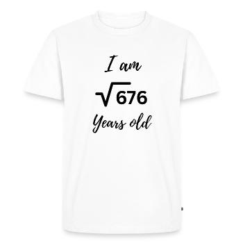 26 ans - Conception audacieuse du numéro d’anniversaire - T-shirt Premium bio Homme - blanc - Devant - Nico (187cm)