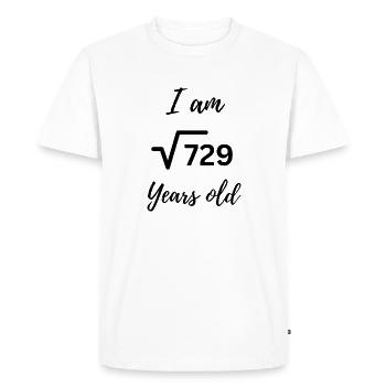 27 ans – Design d’anniversaire épuré - T-shirt Premium bio Homme - blanc - Devant - Nico (187cm)