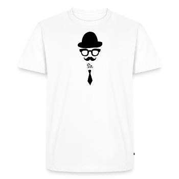 Sir with beard, glasses, hat and tie - Men's Premium Organic T-Shirt - white - Front - Nico (187cm)