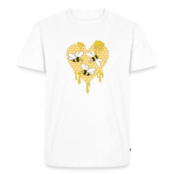 Abeille à miel, nid d'abeille - T-shirt Premium bio Homme - blanc - Devant - Nico (187cm)