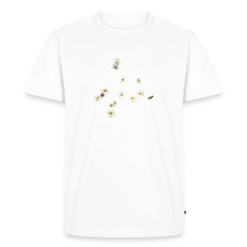 Bee happy, bee, daisy, flowers - Men's Premium Organic T-Shirt - white - Front - Nico (187cm)