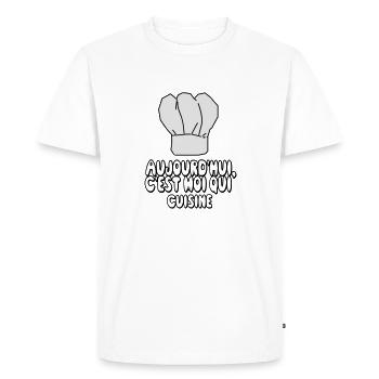 je_suis_en_cuisine,message,citations - T-shirt Premium bio Homme - blanc - Devant - Nico (187cm)