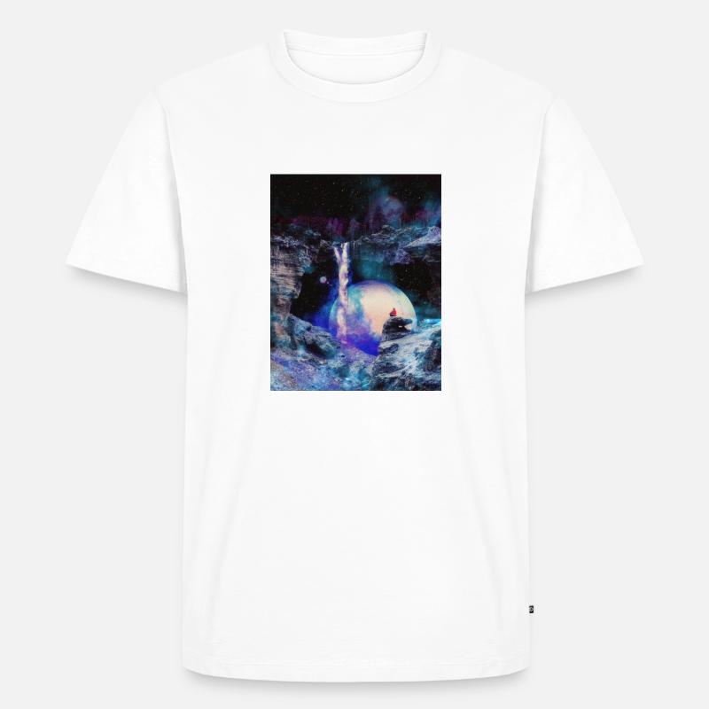 Space Cave avec cascade - T-shirt Premium bio Homme - blanc