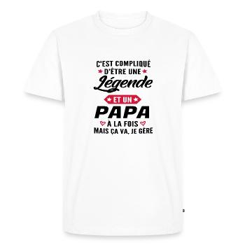 légende et papa / humour papa - T-shirt Premium bio Homme - blanc - Devant - Nico (187cm)