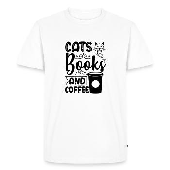 Cats books and coffee 01 - Männer Premium Bio T-Shirt - Weiß - Vorne - Nico (187cm)