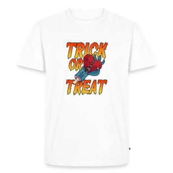 Halloween Trick or Treat Süßes oder Saures Herz - T-shirt Premium bio Homme - blanc - Devant - Nico (187cm)