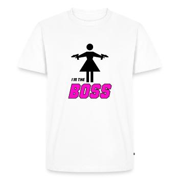 Girl Im the Boss - Men's Premium Organic T-Shirt - white - Front - Nico (187cm)